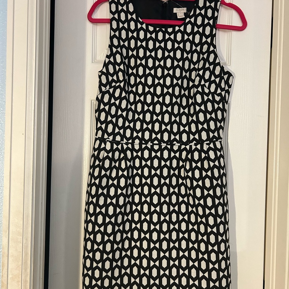 J. Crew Black and White Patterned Mini Dress
